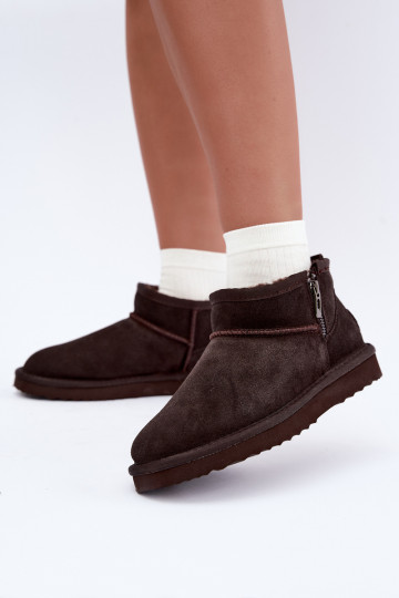 Schneestiefel aus Kunstveloursleder mit Reißverschluss in schokoladenfarbe Vinceza 97971 2