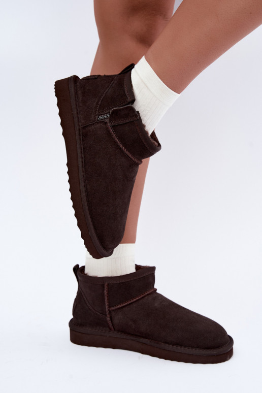 Bottes de neige en faux daim avec fermeture éclair couleur chocolat Vinceza 97971