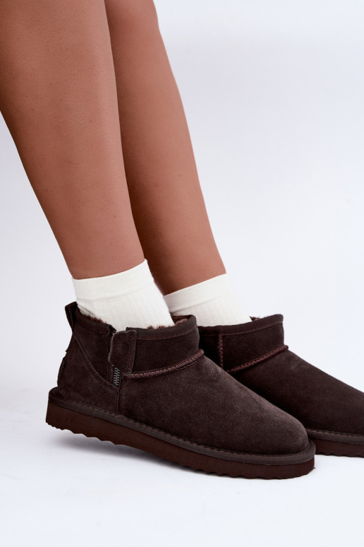 Faux suede sneeuwlaarzen met rits chocolade Vinceza 97971