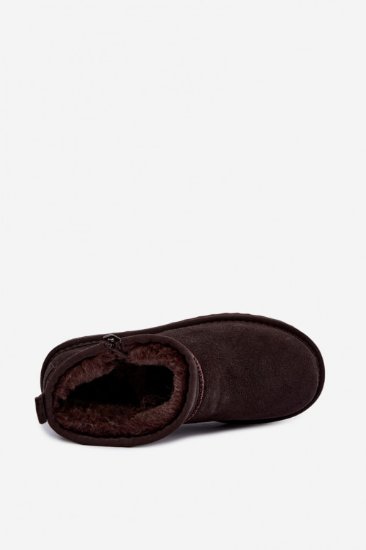 Faux suede sneeuwlaarzen met rits chocolade Vinceza 97971