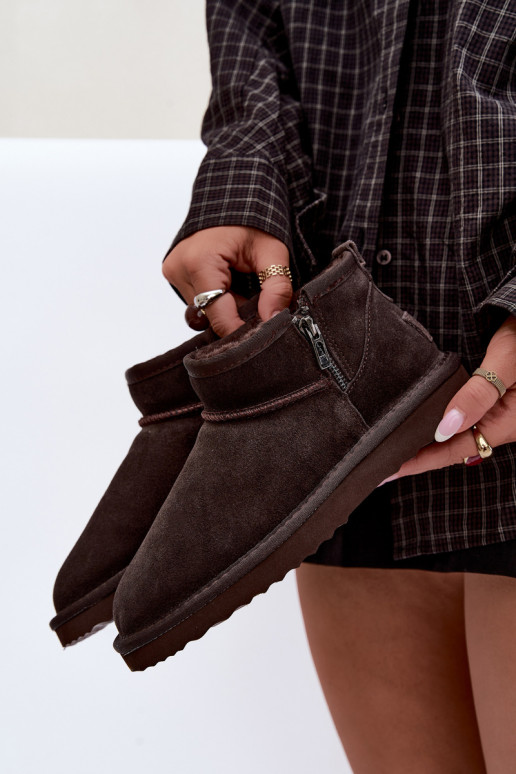 Bottes de neige en faux daim avec fermeture éclair couleur chocolat Vinceza 97971