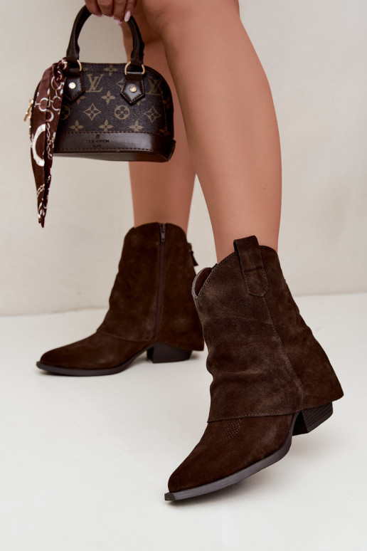bottines doublées avec talons Vinceza 31715 en couleur chocolat
