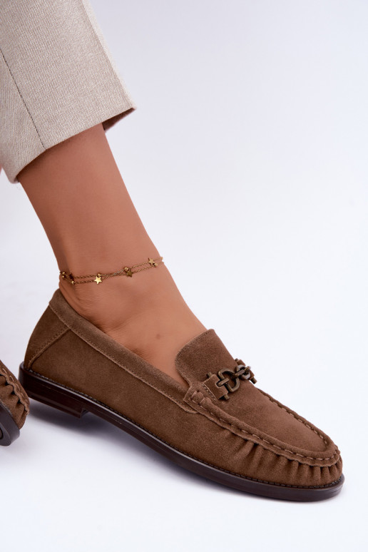 mocassins en daim avec volants et décoration Vinceza 31718 en couleur sable