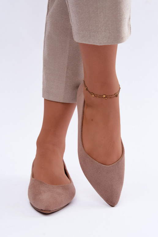 ballerines en faux daim en couleur sable Lelisa