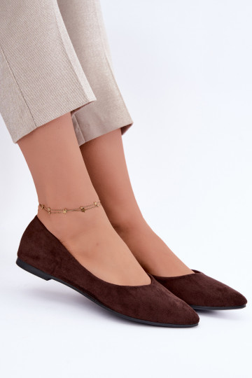 ballerines en faux daim en couleur chocolat Lelisa