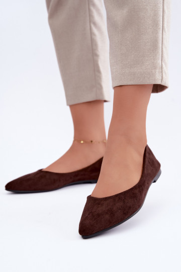 ballerines en faux daim en couleur chocolat Lelisa 2