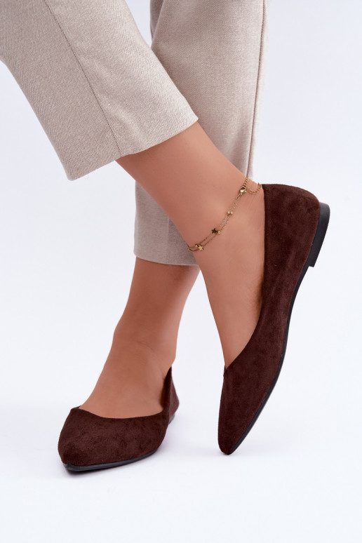 ballerines en faux daim en couleur chocolat Lelisa