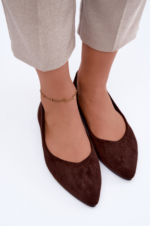 ballerines en faux daim en couleur chocolat Lelisa