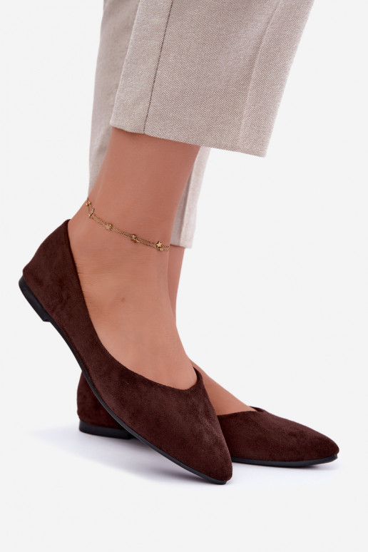 ballerines en faux daim en couleur chocolat Lelisa