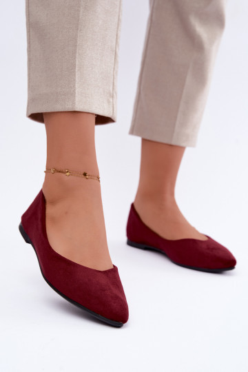 ballerines en faux daim en couleur bordeaux Lelisa
