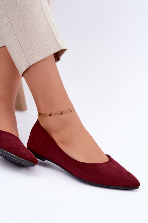 ballerines en faux daim en couleur bordeaux Lelisa