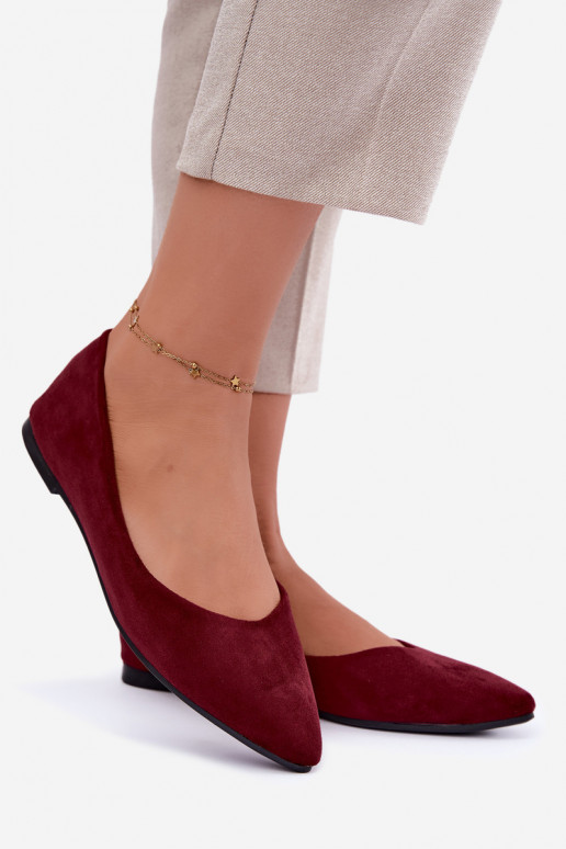 ballerines en faux daim en couleur bordeaux Lelisa