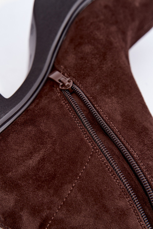 Damen lange Stiefel mit Plattform in Schokoladenfarbe Nesalie