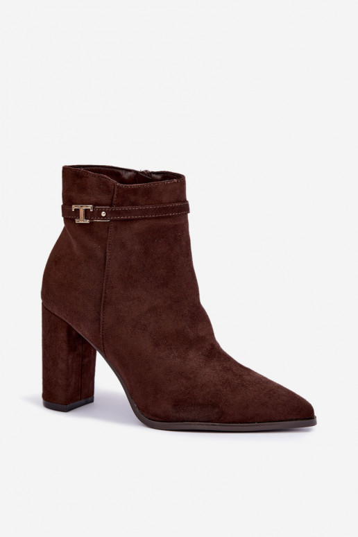 bottines avec talons et bandes décoratives en couleur chocolat Preselle