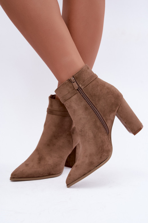 bottines avec talons et bandes décoratives en couleur sable Preselle