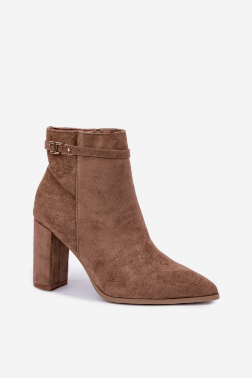 bottines avec talons et bandes décoratives en couleur sable Preselle