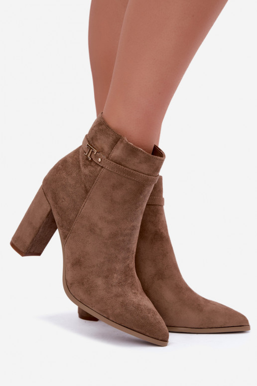 bottines avec talons et bandes décoratives en couleur sable Preselle