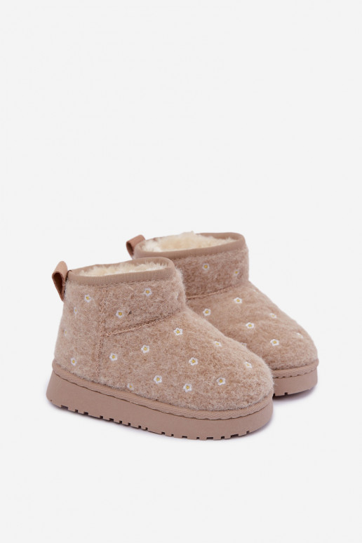 Bottes de neige pour enfants couleur sable avec motifs floraux Lunabelle