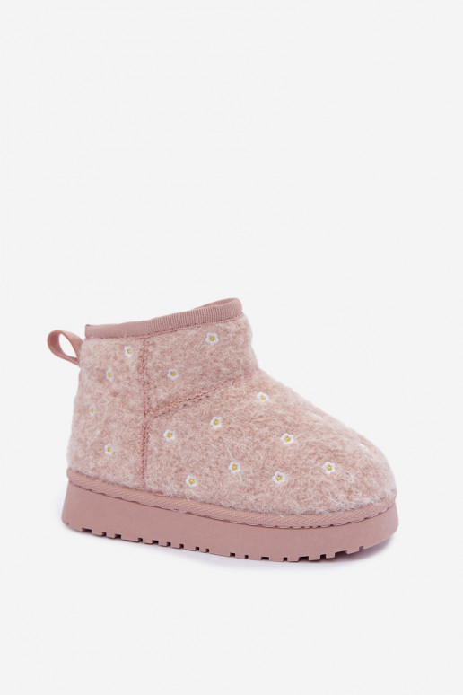 Rosa Kinder-Schneestiefel mit Blumenmotiven Lunabelle