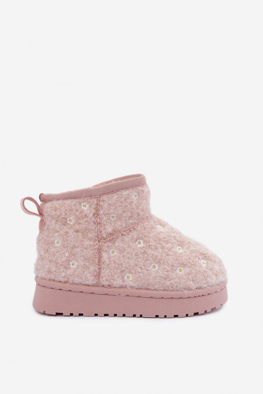 Bottes de neige pour enfants roses avec motifs floraux Lunabelle