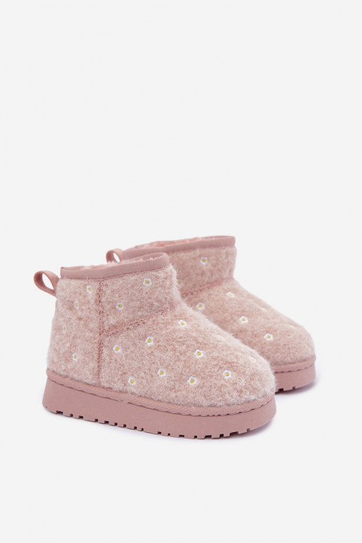 Bottes de neige pour enfants roses avec motifs floraux Lunabelle