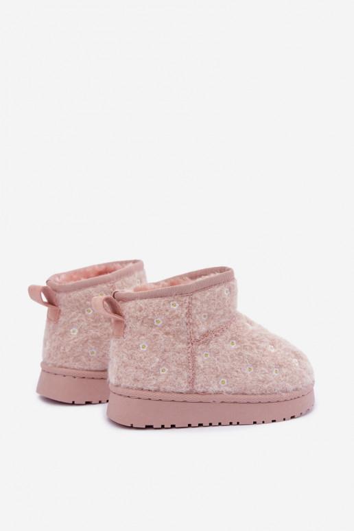 Rosa Kinder-Schneestiefel mit Blumenmotiven Lunabelle