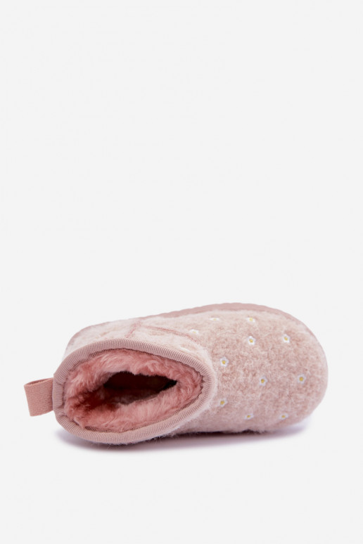 Bottes de neige pour enfants roses avec motifs floraux Lunabelle