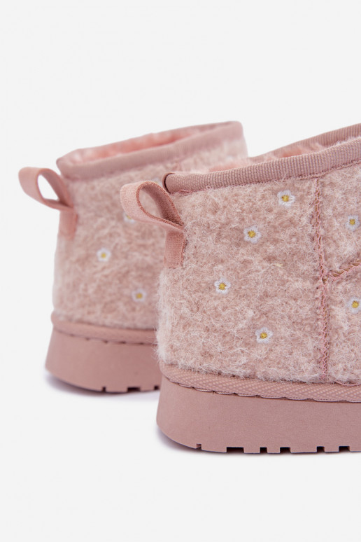 Rosa Kinder-Schneestiefel mit Blumenmotiven Lunabelle