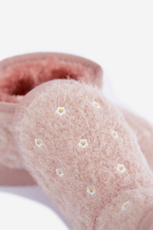 Bottes de neige pour enfants roses avec motifs floraux Lunabelle