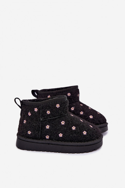Bottes de neige pour enfants noires avec motifs floraux Lunabelle