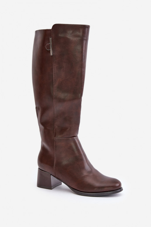 Bottes hautes à talon en cuir synthétique marron Izanae