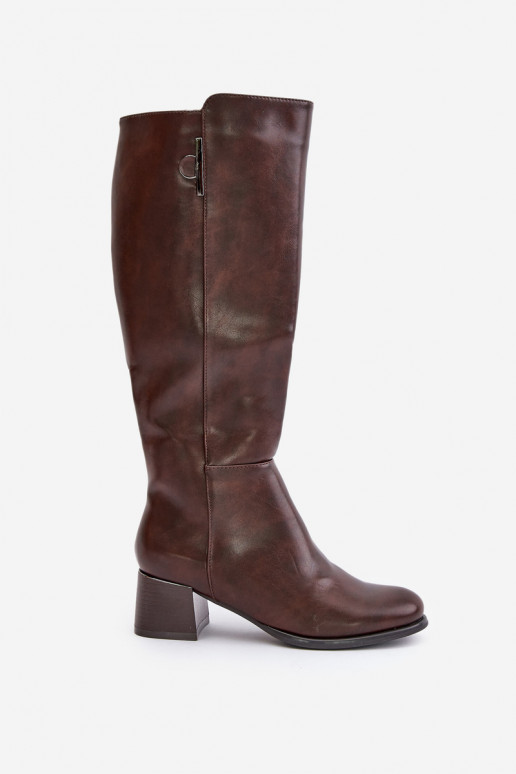 Bottes hautes à talon en cuir synthétique marron Izanae