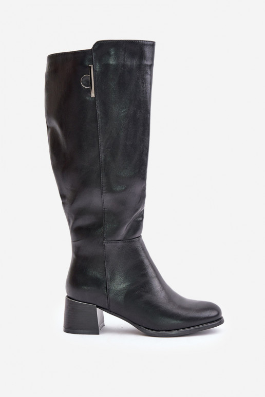 Kniehoge laarzen met hak van faux leather zwart Izanae