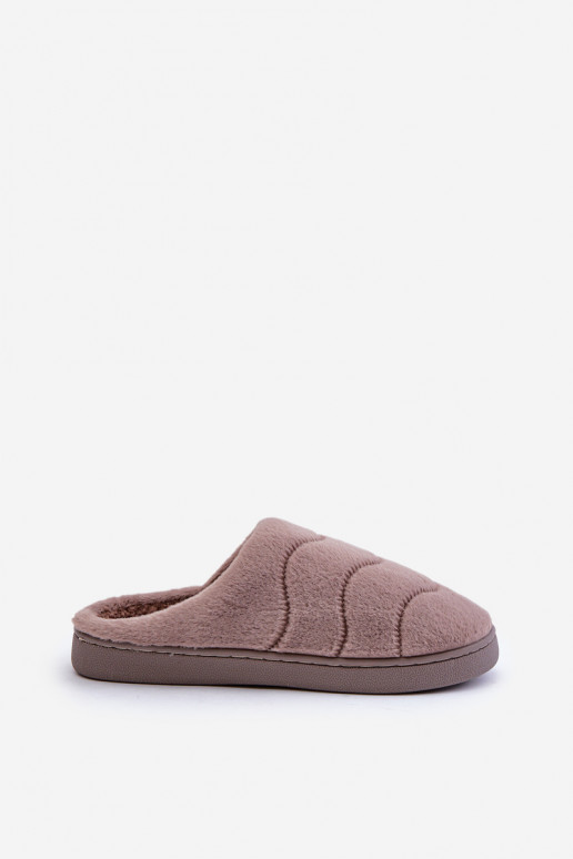 Chaussons chauds pour femmes avec fourrure bruns Vamirae