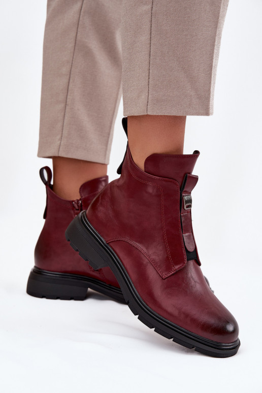 Bottines chaudes pour femmes avec détails décoratifs bordeaux Roselle