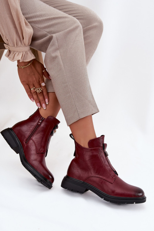 Bottines chaudes pour femmes avec détails décoratifs bordeaux Roselle