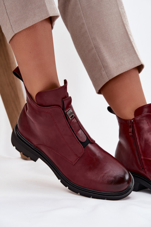 Bottines chaudes pour femmes avec détails décoratifs bordeaux Roselle
