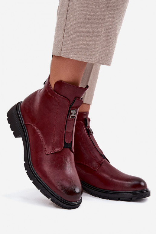 Bottines chaudes pour femmes avec détails décoratifs bordeaux Roselle