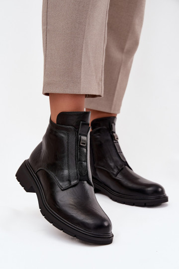 Warme dames enkellaarsjes met decoratieve details zwart Roselle 2