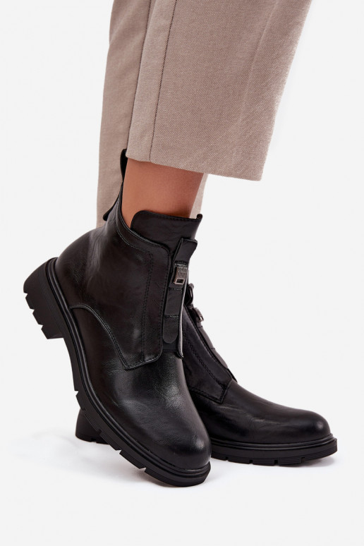 Warme dames enkellaarsjes met decoratieve details zwart Roselle