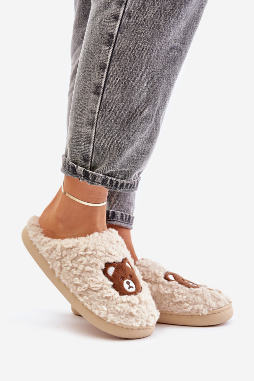 Sandfarbene Slipper mit Fell Temiena