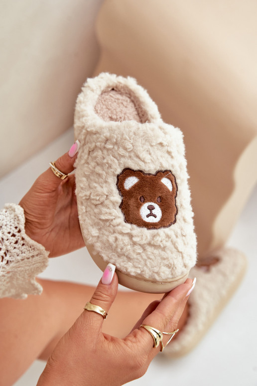 Sandfarbene Slipper mit Fell Temiena