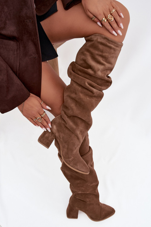 Braune Kunstveloursleder Stiefeletten mit Absätzen Zazoo 4228