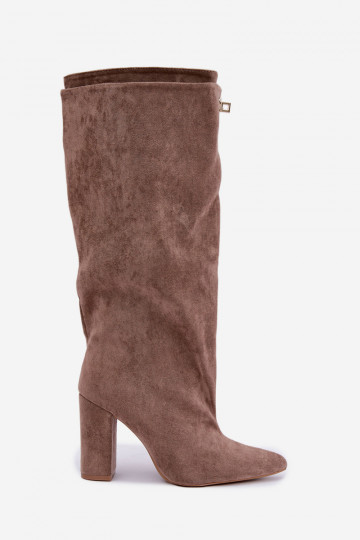 Zandkleurige faux suede geïsoleerde laarzen met dubbele schacht Luminelle 2