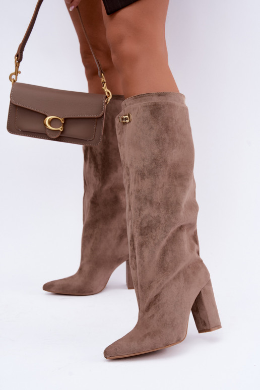 Bottes isolées en daim synthétique couleur sable avec double tige Luminelle