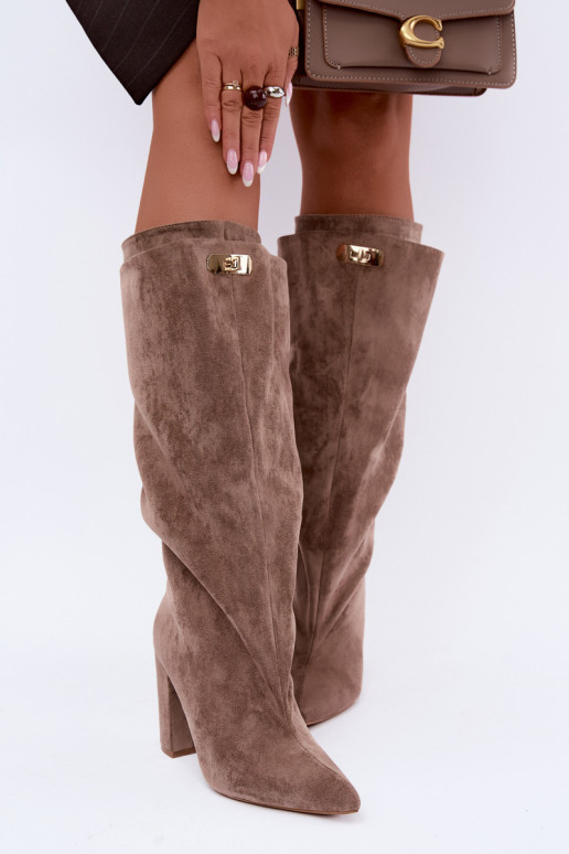 Bottes isolées en daim synthétique couleur sable avec double tige Luminelle