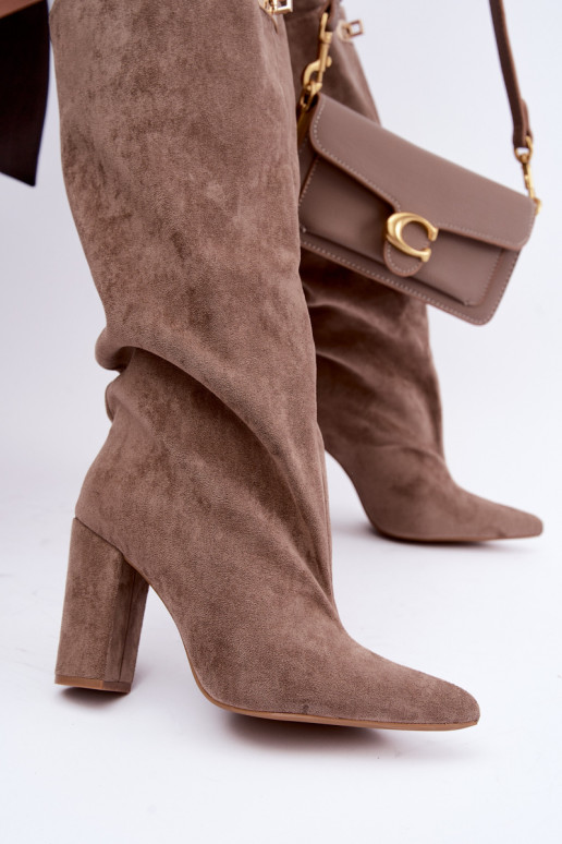 Bottes isolées en daim synthétique couleur sable avec double tige Luminelle