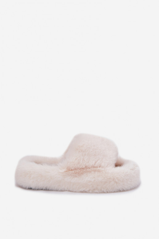 Elfenbeinfarbene Damenschuhe mit Fell Biella
