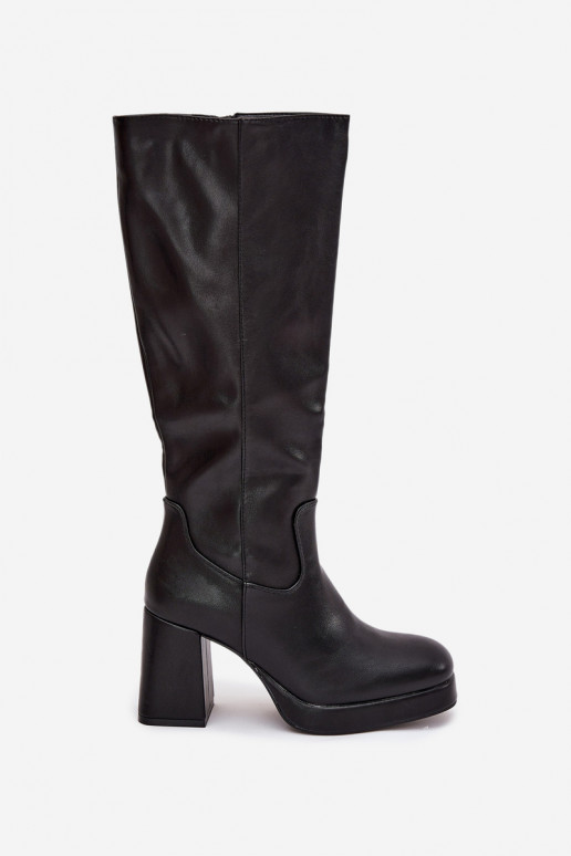 Bottes noires pour femmes au-dessus du genou avec talon bloc Selvia