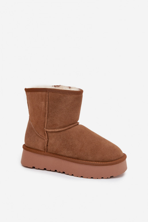 Bruine dames sneeuwlaarzen van faux suede met platform Privine